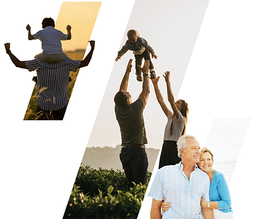 3 Images of active, mobile and healthy families and couples.