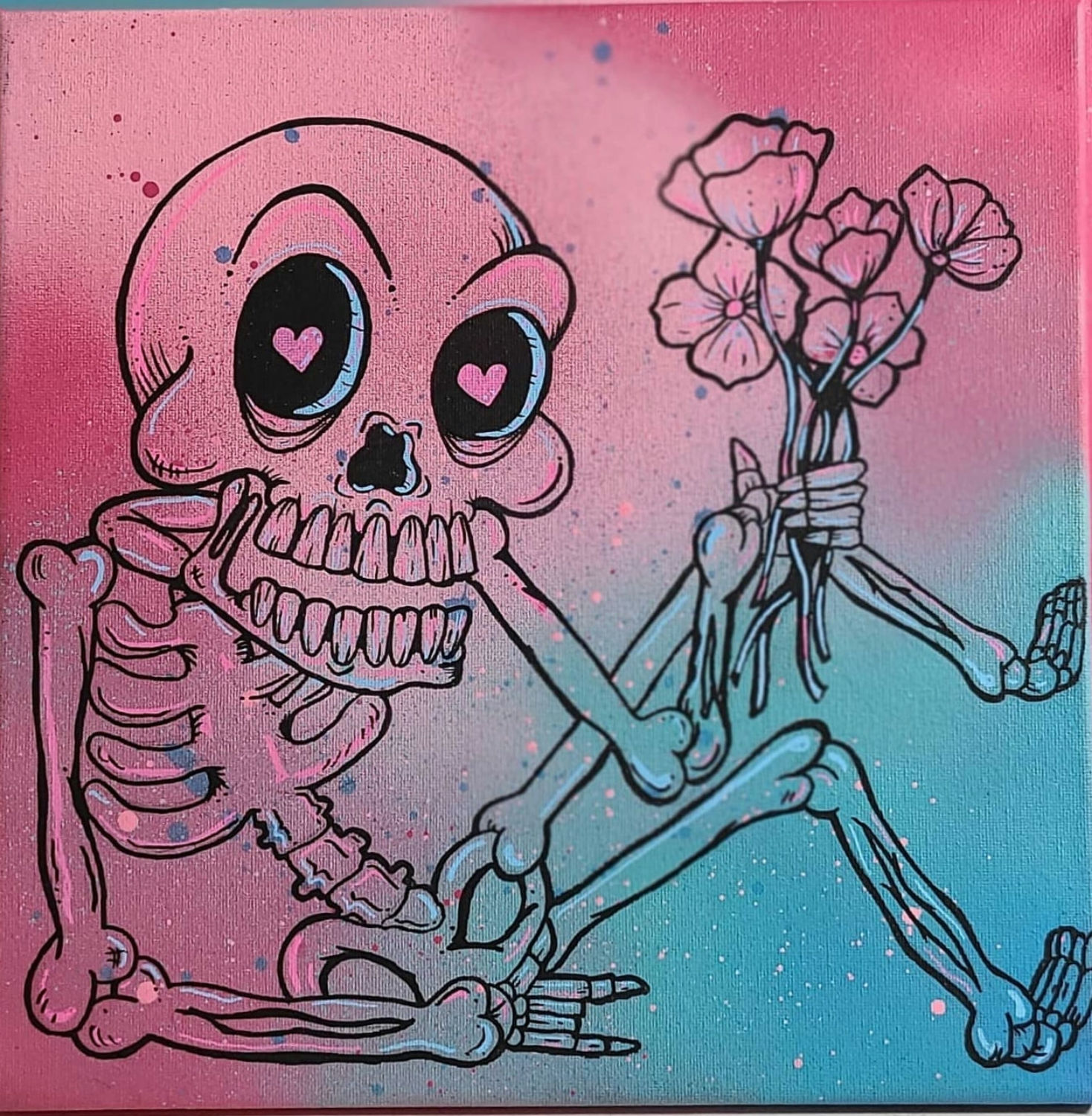 I love you - Original painting Cotton Candy
