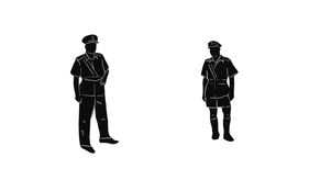 Guard character silhouettes representing authority figures