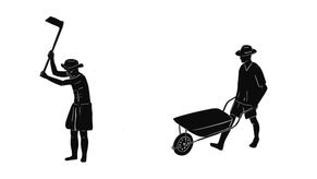 Wayang kulit style worker silhouette representing prison labour