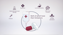 Medical visualisation showing the WaferiX drug delivery system and absorption process.