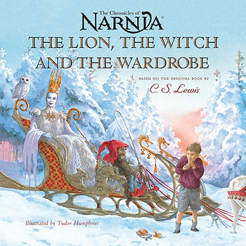 The cover of the picture book The Lion, The Witch, and the Wardrobe by C.S. Lewis and illustrated by Tudor Humphries for Review on the Shelf Aware Blog
