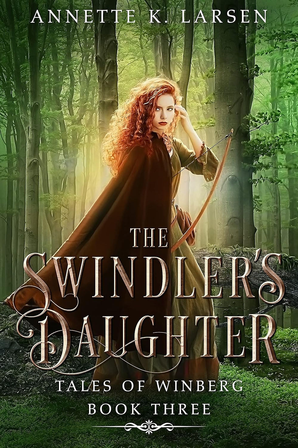 The cover of the cozy, no-spice romantasy The Swindler's Daughter: Robin Hood Reimagined by Aneette K Laren for review on the Shelf Aware Blog