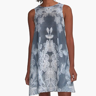 Elegant A-line dress from day to night , original South Australian artwork