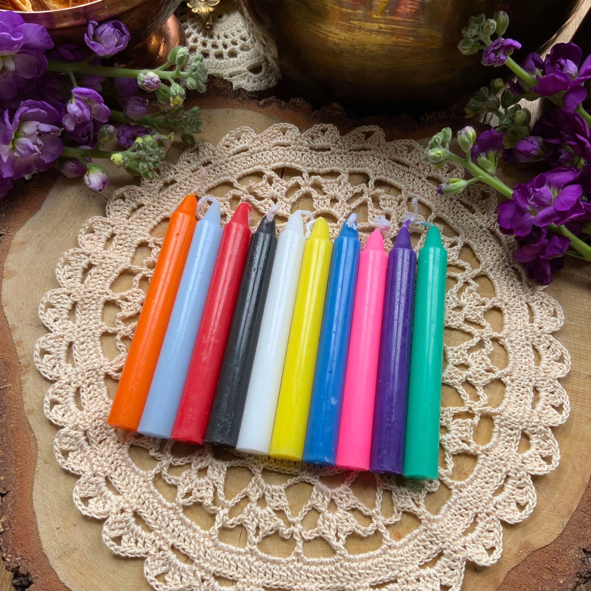 Mixed Spell Candles grouped together