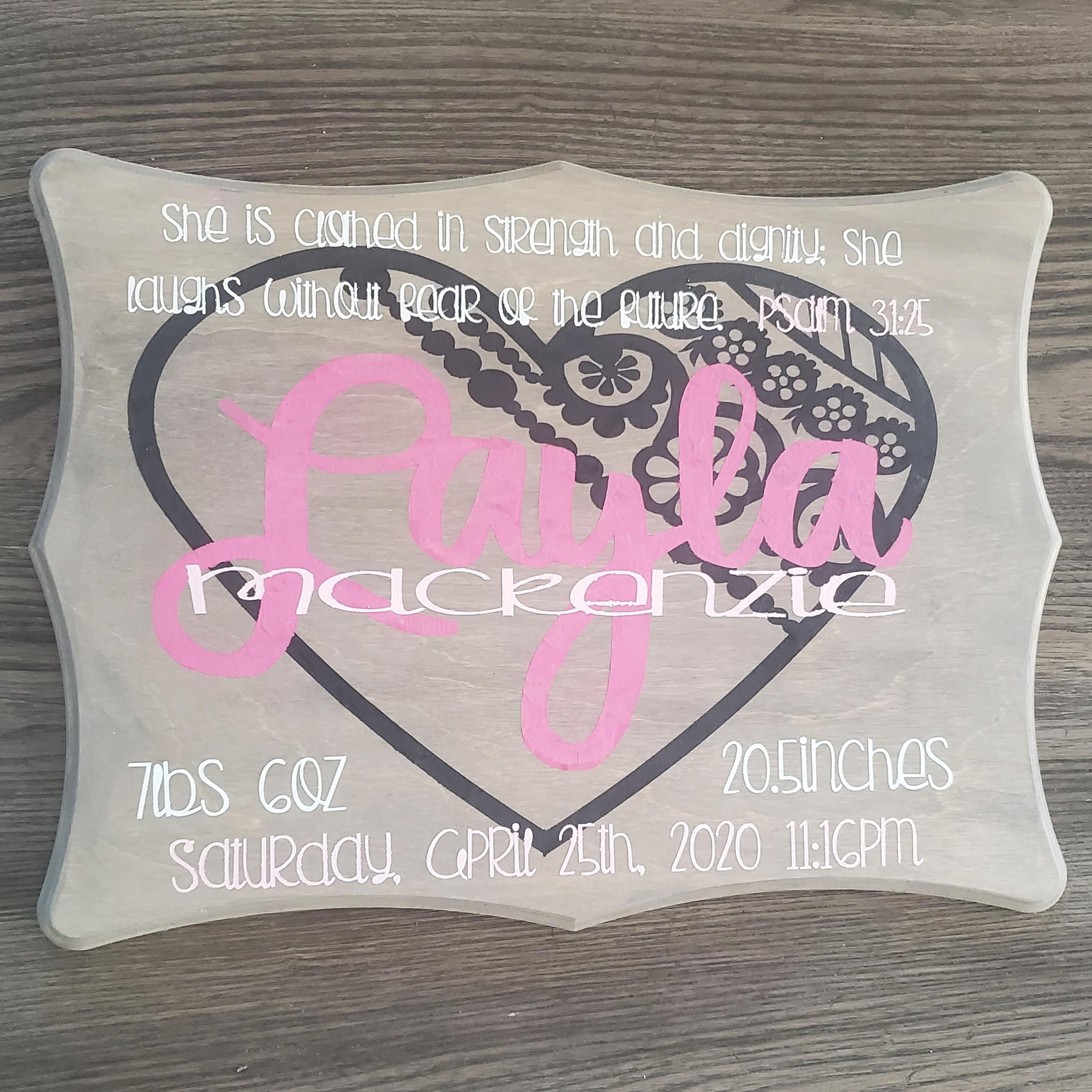 Wood Birth Announcement Sign