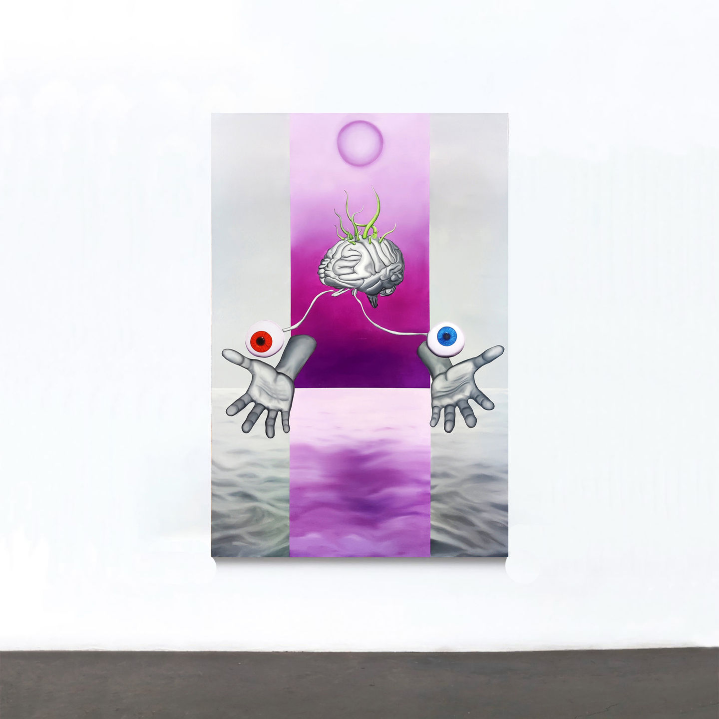 Between Black and White (Purple) 150cm x 100cm, Oil Paint on canvas