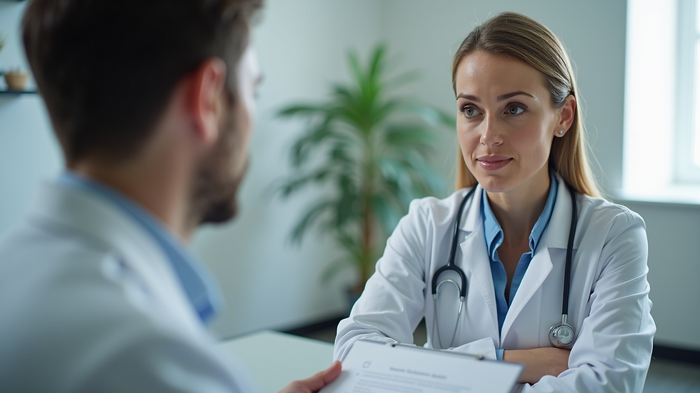 Eye-level view of a healthcare professional discussing thyroid health