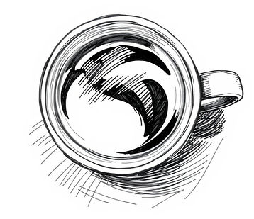 Mug of coffee, top view, black and white sketch.jpg
