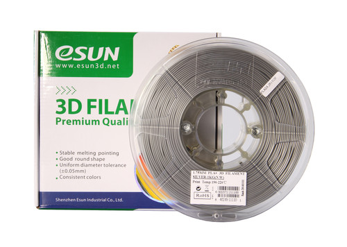 גליל פילמנט איכותי מתוצרת Esun מסוג PLA+ בצבע כסף