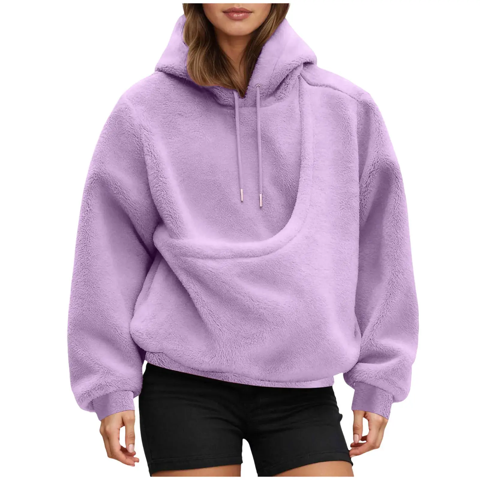 Women's Fleece Hoodie with Front Pet Pouch Pocket, Polyester Blend