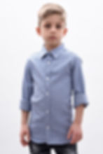 Camicia bambino quadretti blu collo francese slim