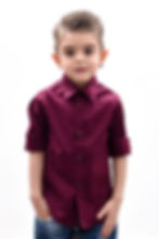 Camicia bambino bordeaux collo francese slim