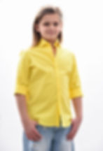 Camicia bambino giallo collo francese slim