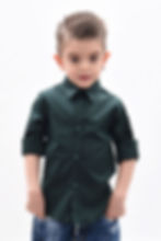 Camicia bambino verde bottiglia collo francese slim