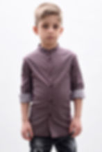 Camicia bambino bordeaux collo coreano slim