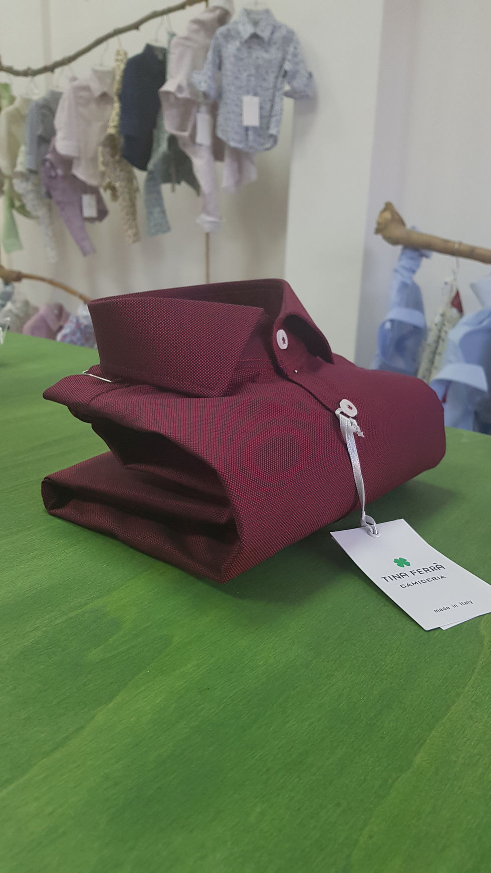 Camicia uomo Oxford Bordeaux collo francese regular Made in Italy - Tina Ferrà