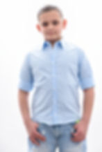 Camicia bambino cielo collo francese slim