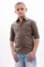 Camicia bambino tortora collo francese slim