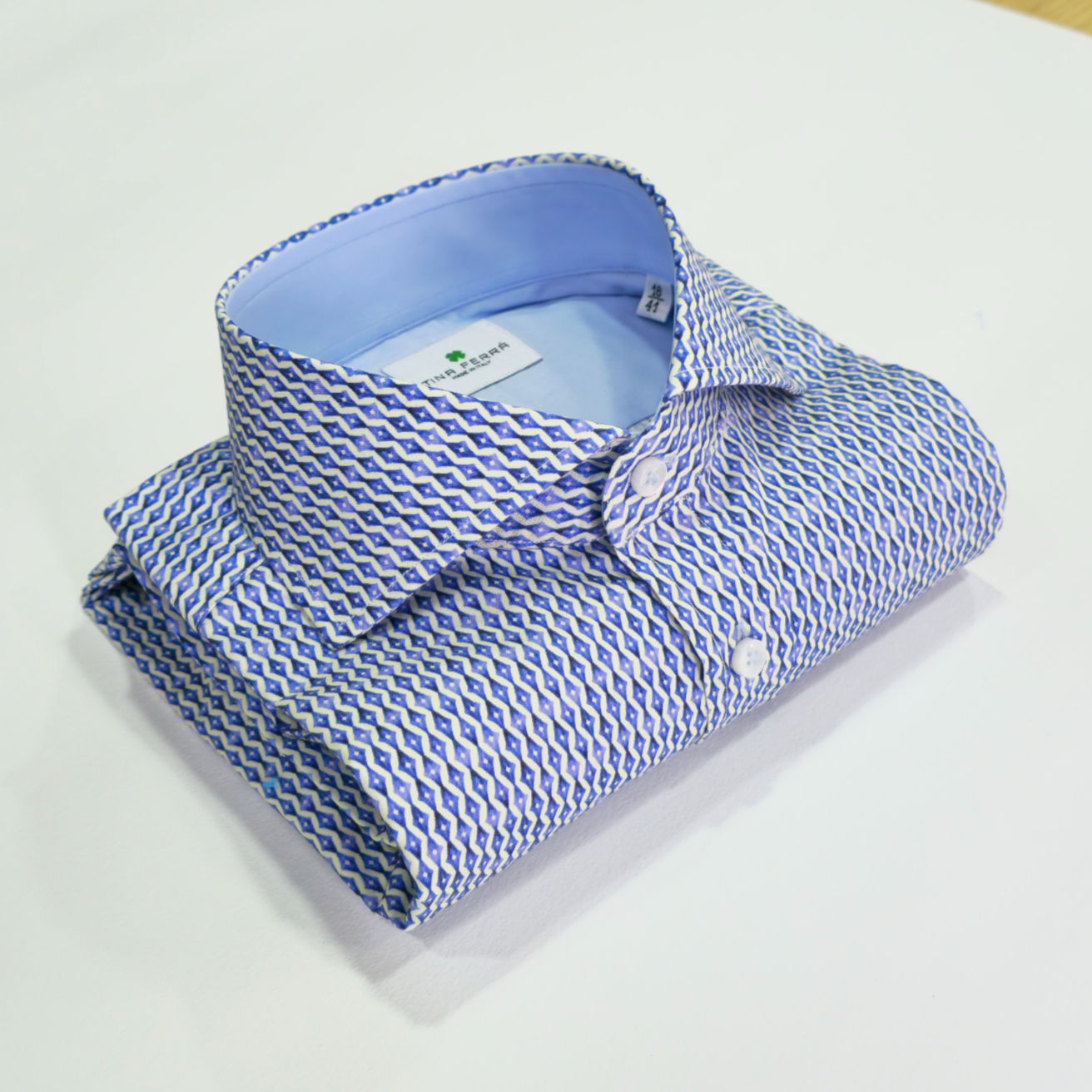 Vesuvio - Camicia in Cotone Elastico con Collo Napoletano