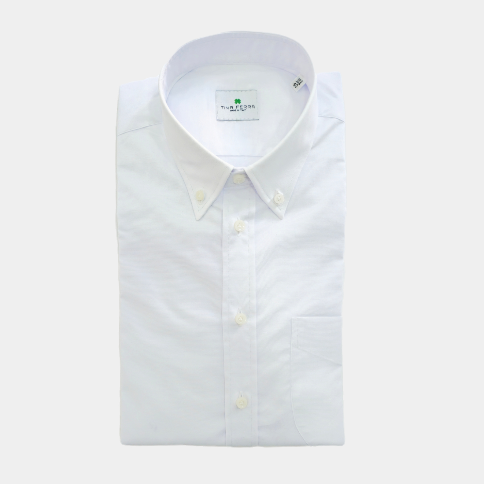 Tinta Unita Bianca - Camicia con collo Button Down e Taschino
