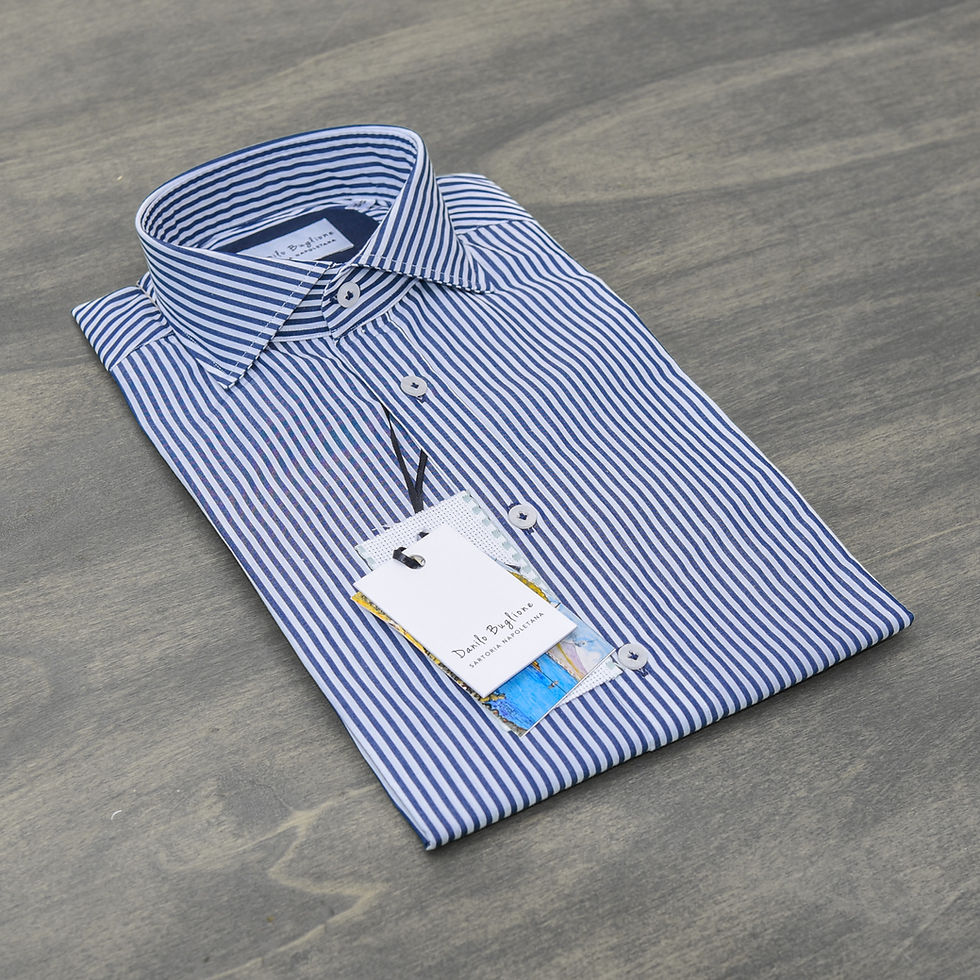 Miniatura: Camicia in Cotone Popeline con Collo Francese