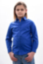Camicia bambino blu cobalto collo francese slim