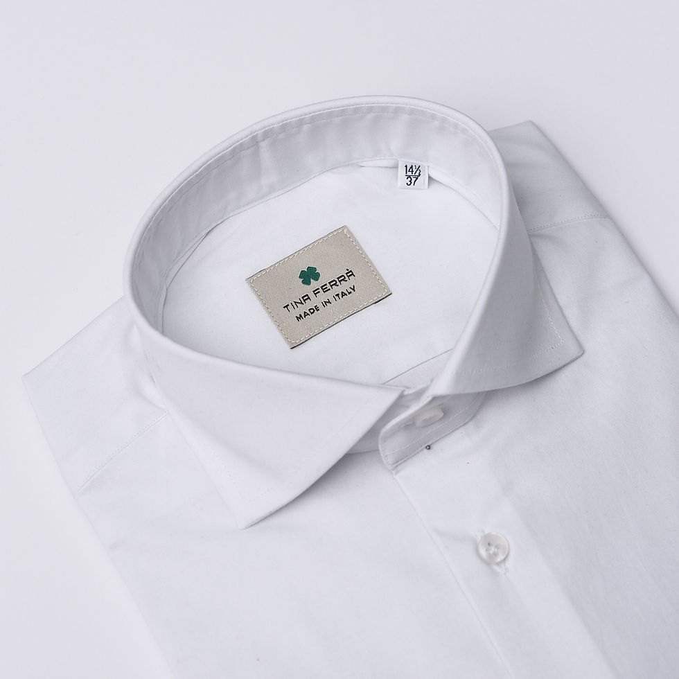 Miniatura: Tinta Unita Bianca - Camicia con collo Francese