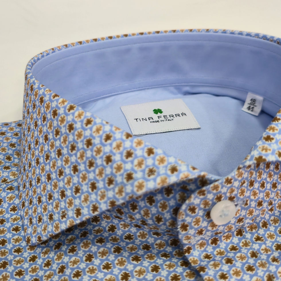 Miniatura: Nisida - Camicia in Cotone Elastico con Collo Napoletano