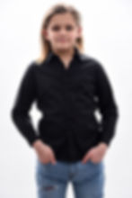 Camicia bambino nero collo francese slim