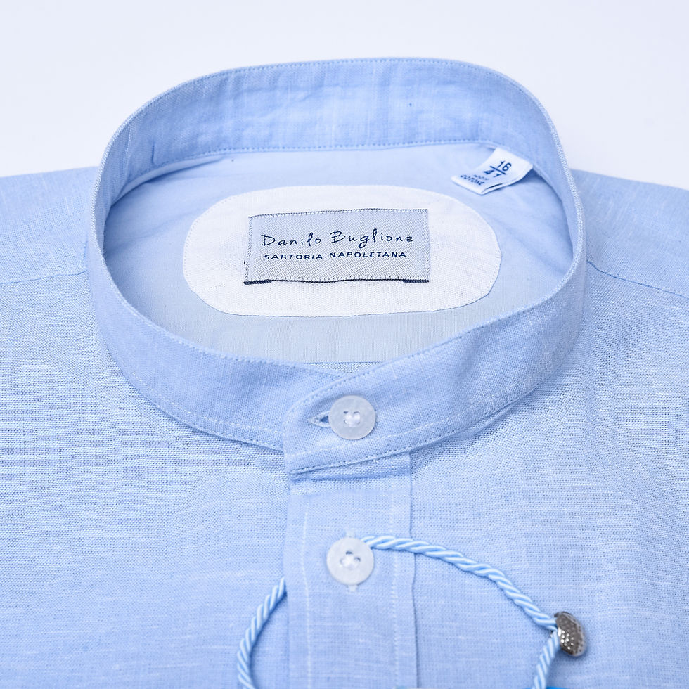Miniatura: Camicia in Misto Lino collo Coreano