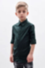 Camicia bambino verde bottiglia collo francese slim