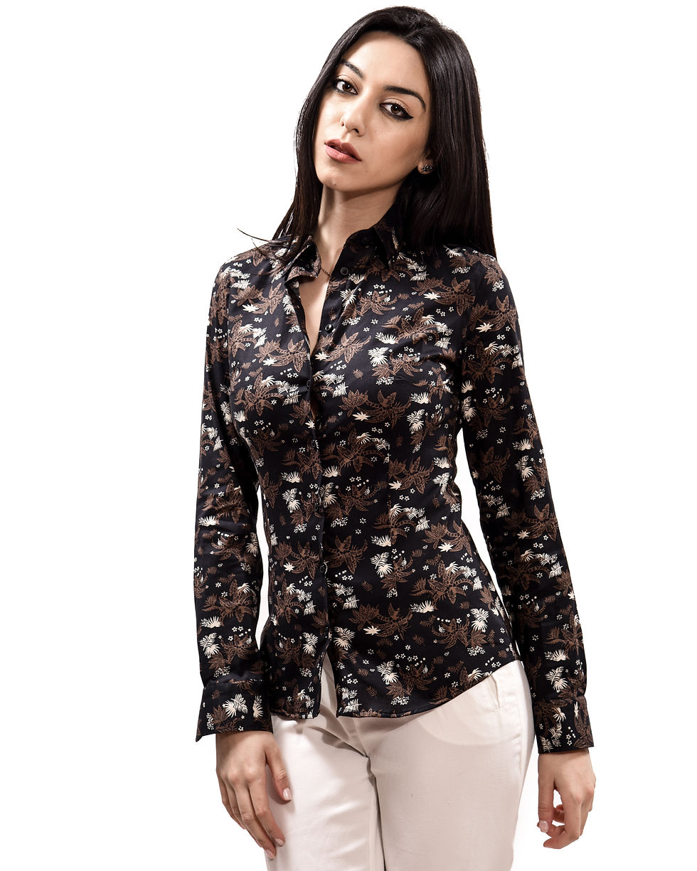 Camicia Donna Linda Fantasia Italiano Slim Made in Italy - Tina Ferrà