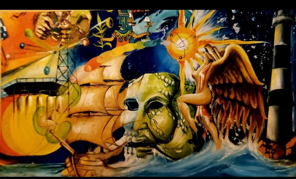 Bosquejo del primer mural de Gustavo