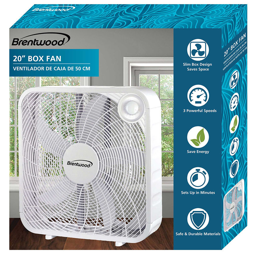 Thumbnail: BRENTWOOD 3-Speed 20” Box Fan, White