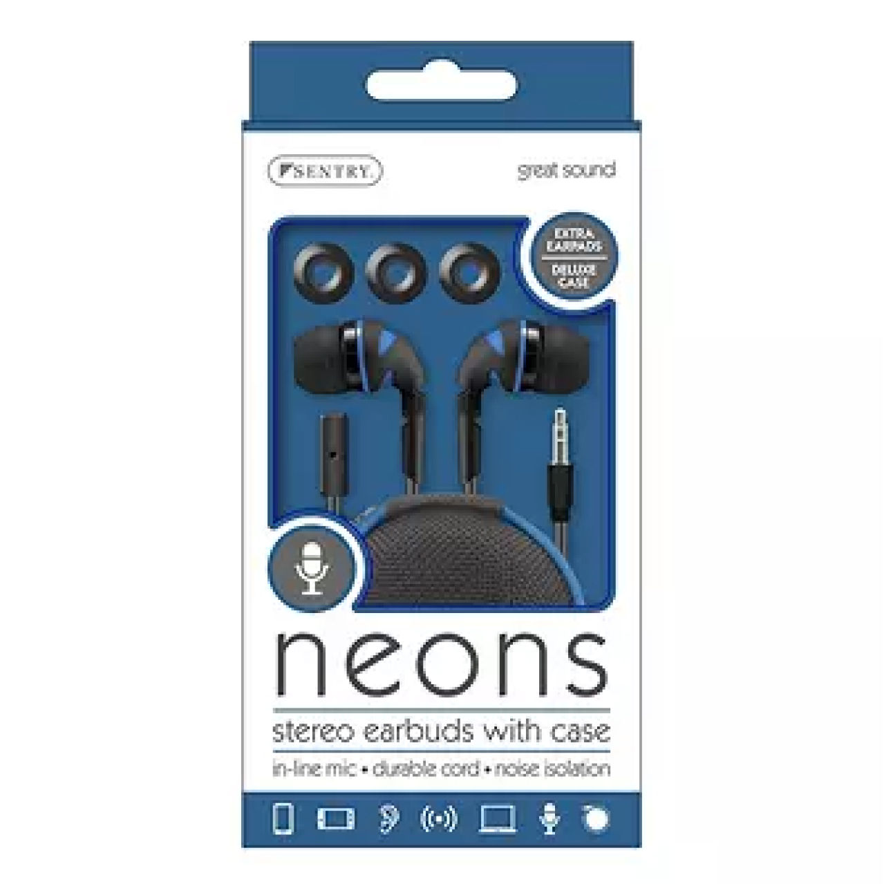 Sentry HPSHM610BLUZ Neon with Mic Case