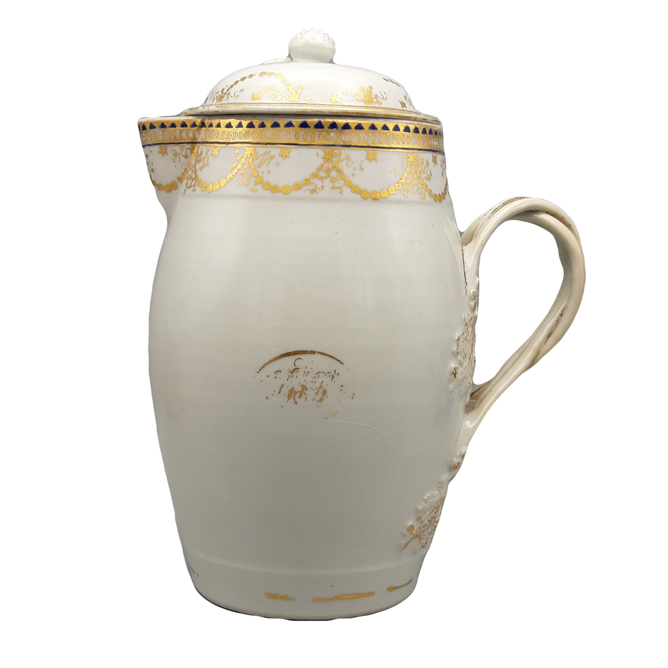 Large 18th C. Chinese Export American Market Covered Cider Jug