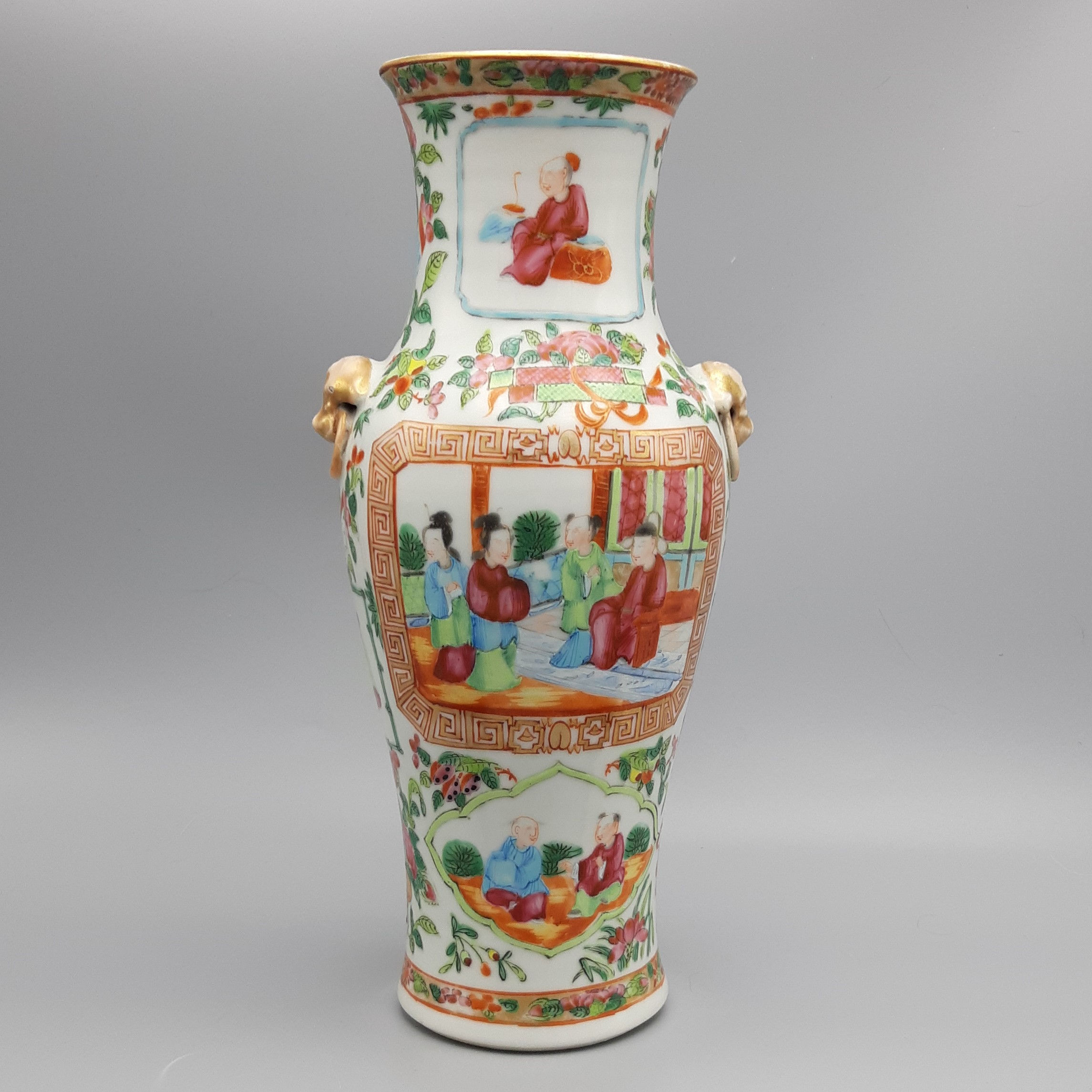 19th Century Chinese Export Canton Rose Mandarin Vase