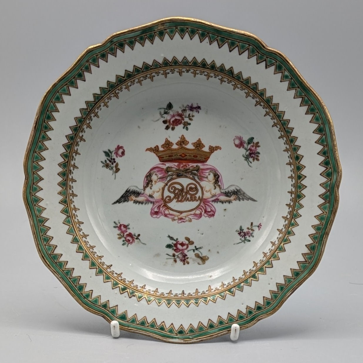 Chinese Export Dutch Market Armorial Plate - Van der Parra monogram circa 1765