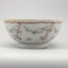 Chinese Export Famille Rose Bowl with Flower Festoons and Ribbon