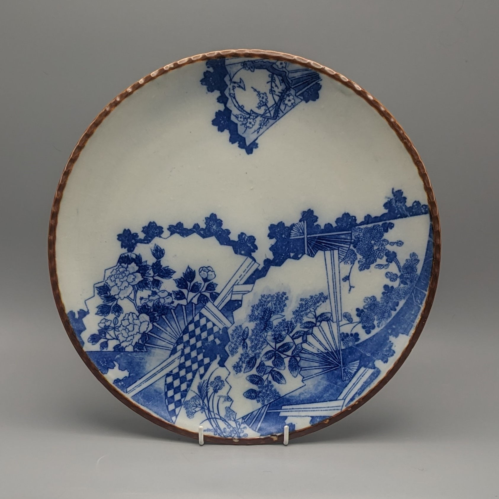 19th C. Japanese Igezara Transferware Plate – “Fans Fringed with Flowers”