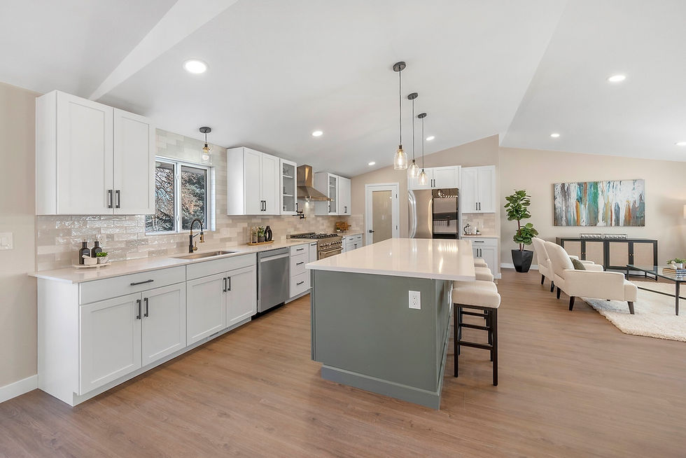 Interior real estate photography of a Denver home with bright natural light and open layout