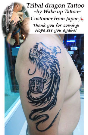 Tribal dragon Tattoo by Wake up Tattoo Phuket