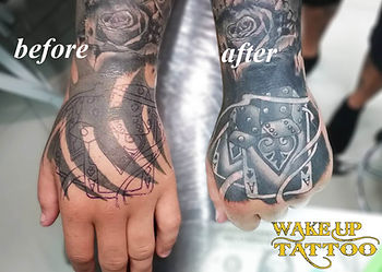 Hand cover up Tattoo by Wake up Tattoo Phuket