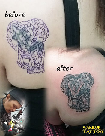 Cover up Tattoo by Wake up Tattoo Phuket at Patong Beach Thailand