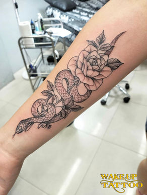 Rose with snake tattoo|Phuket Thailand