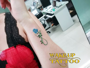 Infinity Flower Color Tattoo by Wake up Tattoo Phuket at Patong Beach Thailand