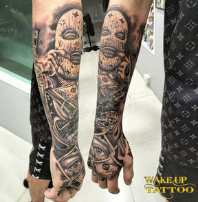 gangsta style tattoo|Thailand Phuket|Wake up Tattoo