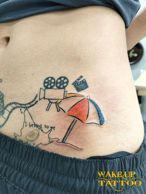 Beach parasol Tattoo Design | Phuket Patong | Wake up Tattoo