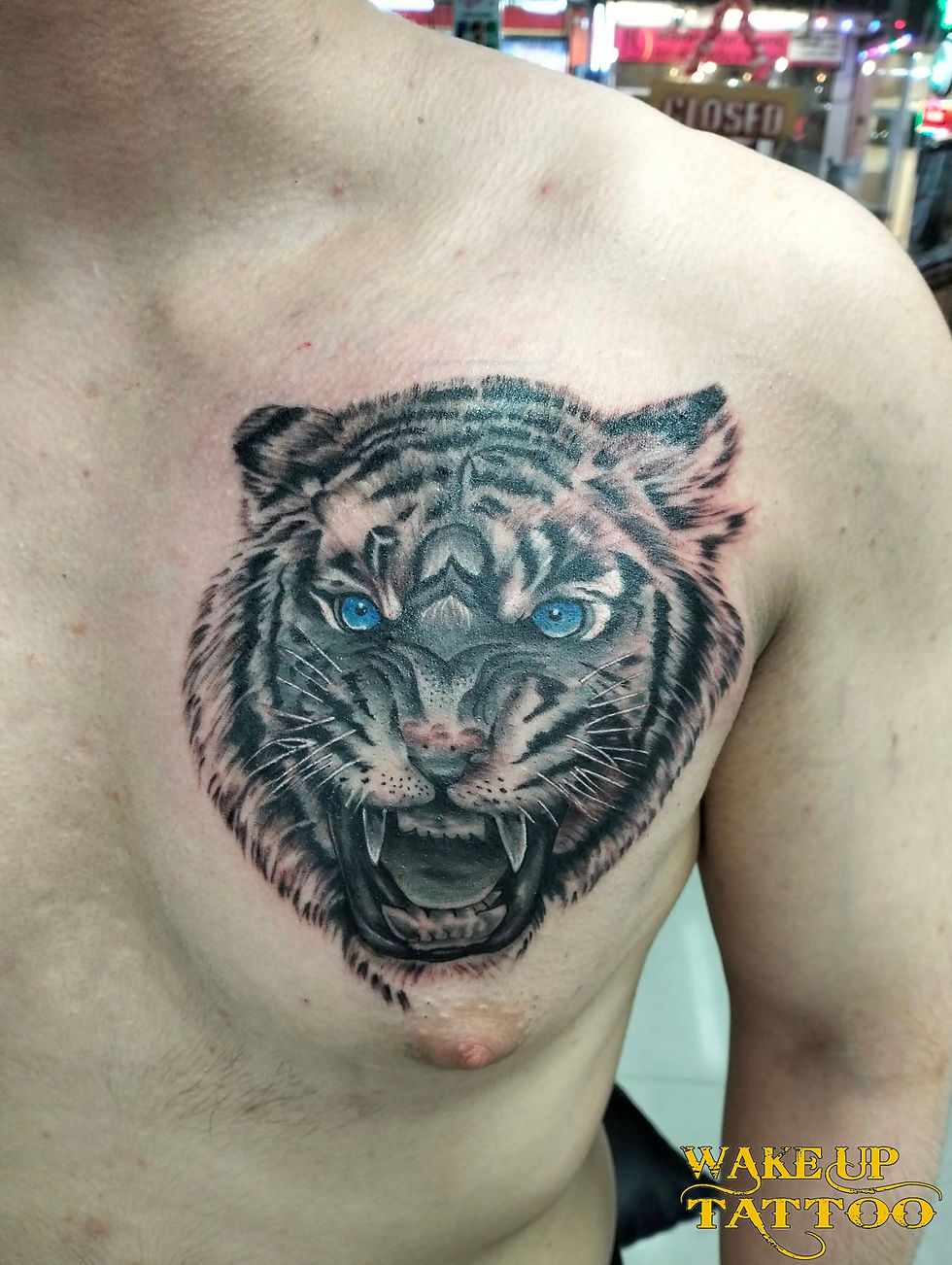 Tiger tattoo on the chest|Phuket Thailand|Wake up Tattoo
